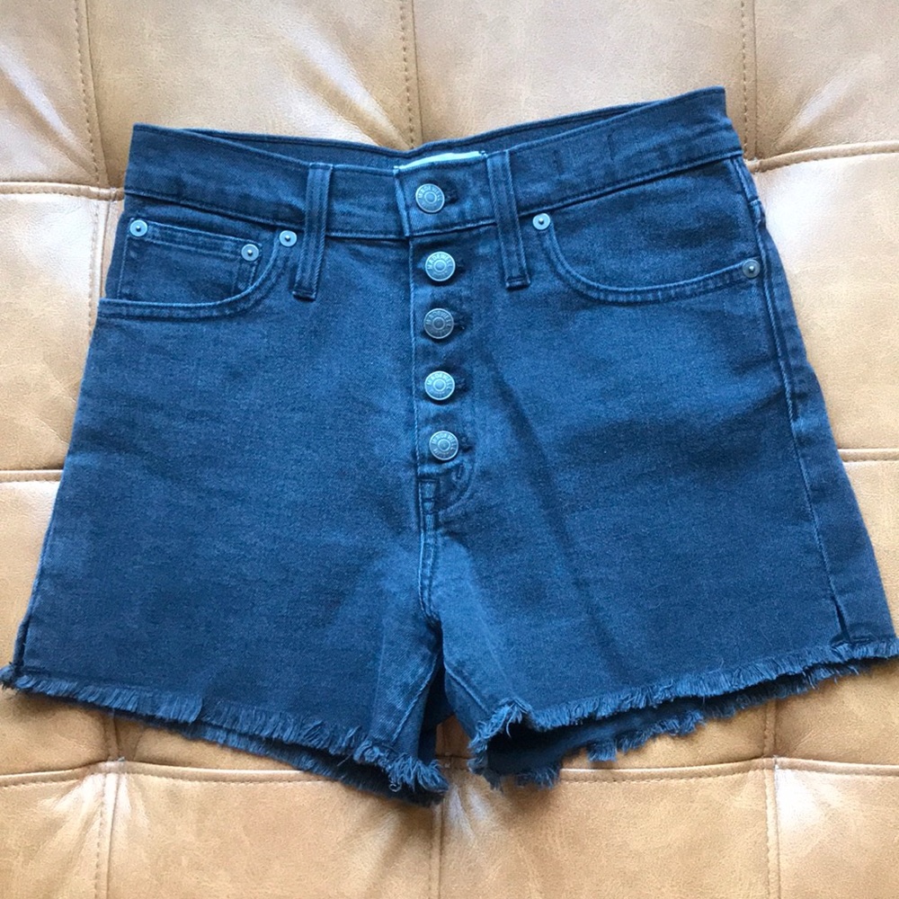 Madewell black high rise buttonfly denim shorts